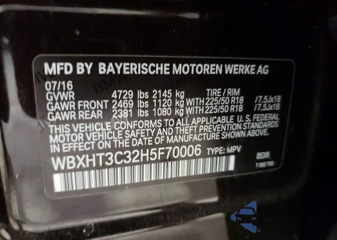 2017 BMW X1 xDrive28I from USA, damaged, VIN WBXHT3C32H5F70006